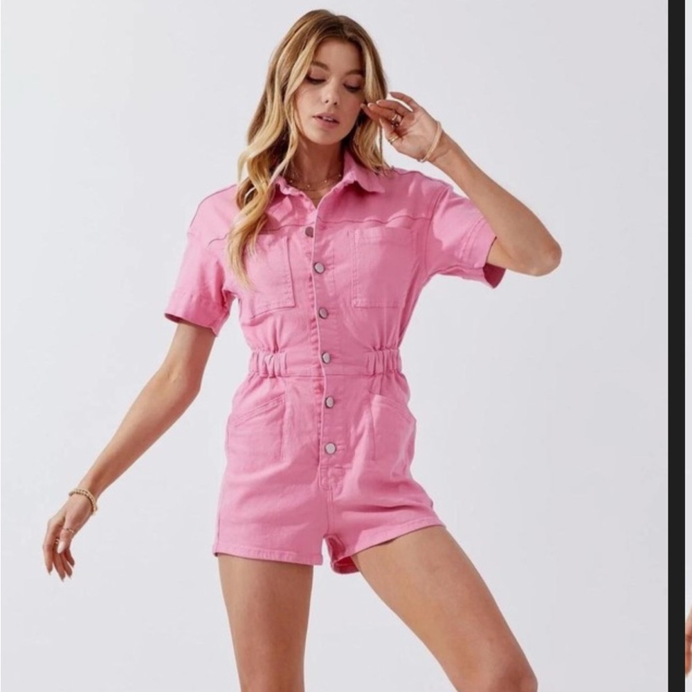 Pink Button-Up Romper
